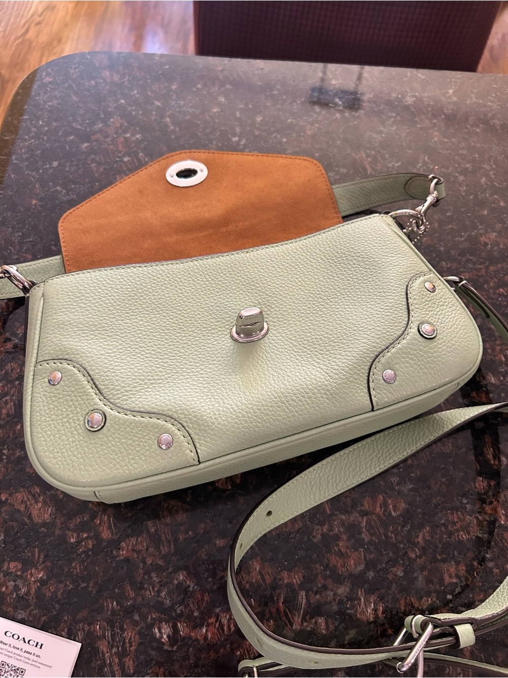 Coach Outlet Millie pale pistachio RARE  pebbled leather shoulder bag - Picture 11 of 11